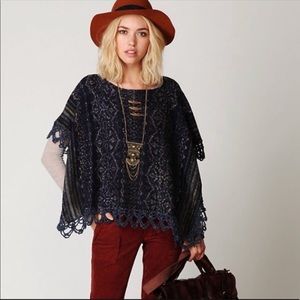 Sold Free People Blue Midnight Metallic Poncho